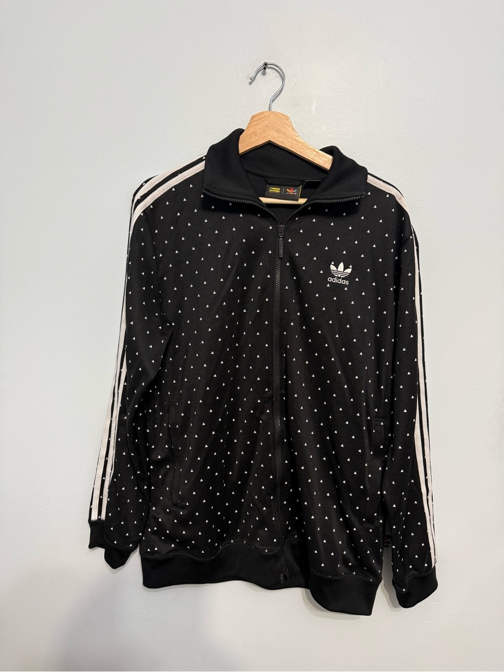 adidas Black Track Jacket with White Stripe Accents